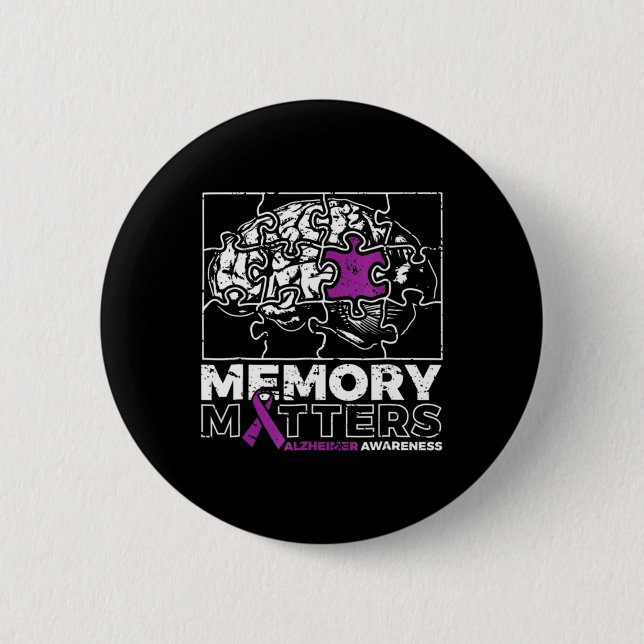 Minnesproblem Lila Ribbon Brain Puzzle Heimerhe Knapp (Framsida)