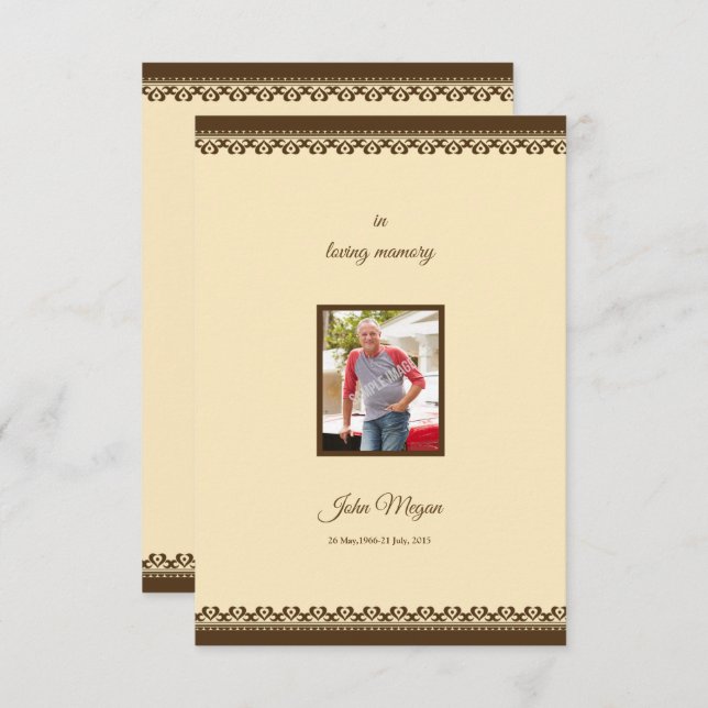 Minnesprogramkort Inbjudningar (Fram/baksida)