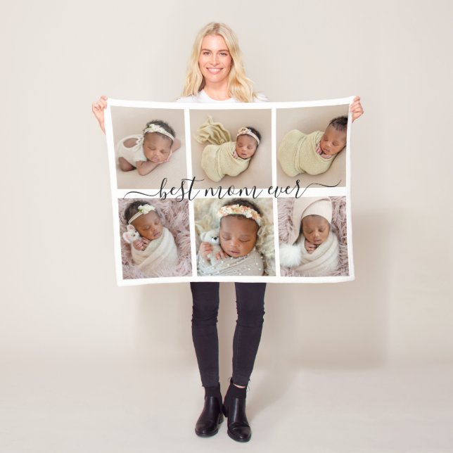 Minnessak Bästa mamma någonsin Foto Collage Mors d Fleecefilt (På plats)