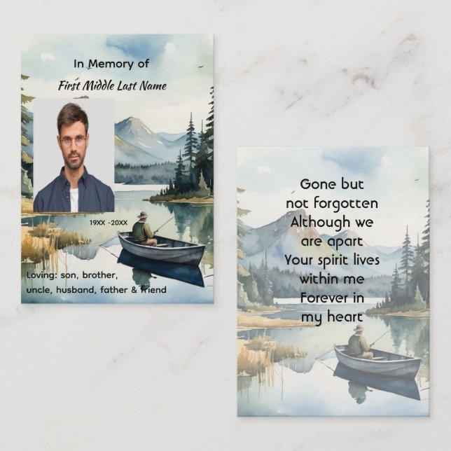 Minnessak Fiske Sjö i båt (Fram/baksida)