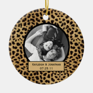 Minnessak för bröllop för prydnadLeopardtryck Julgransprydnad Keramik