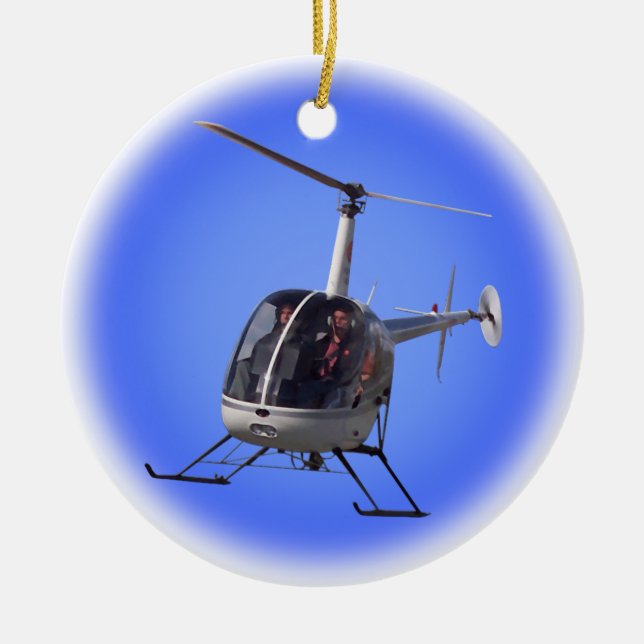 Minnessak för helikopter för julgransprydnad keramik (Framsidan)