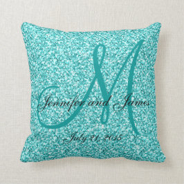 Minnessaken för bröllop för blåttglitter kudder kudde