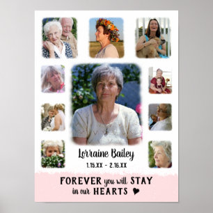 Minnessaker Kantfading Fotokollage Rosa Poster