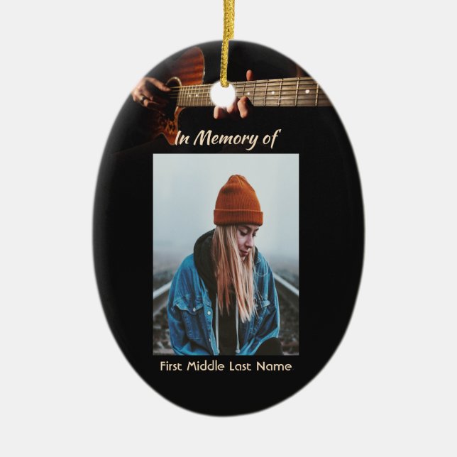 Minnessaker Kristet Musik Gitarr  Julgransprydnad Keramik (Framsidan)