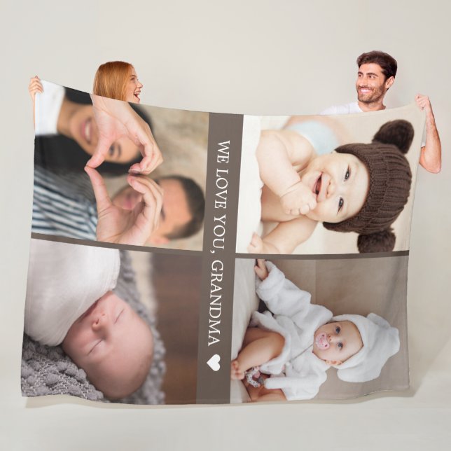 Minnessaker Mamma Mormor Foto Collage Fleecefilt (På plats)