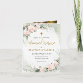 Minnesservice för foto från guld Kor och blommor Inbjudan