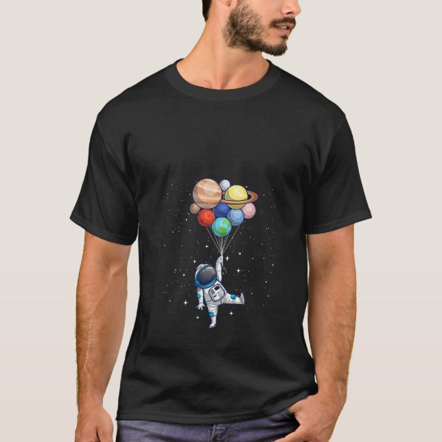 Minnessjuka astronaut med planeter i hand för mig t shirt (Framsida)