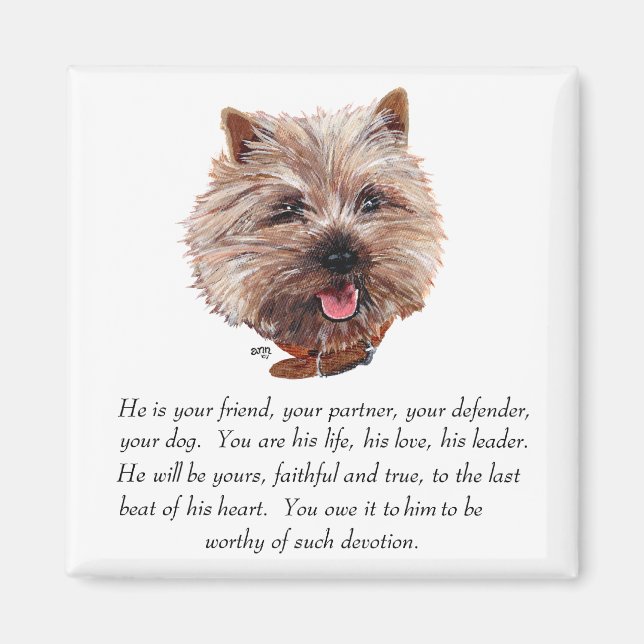 Minnesskötsel Cairn Terrier - Hane Magnet (Framsidan)