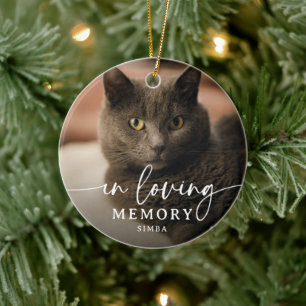 Minnesskript Foto Katt Minnesmärke Julgransprydnad Keramik