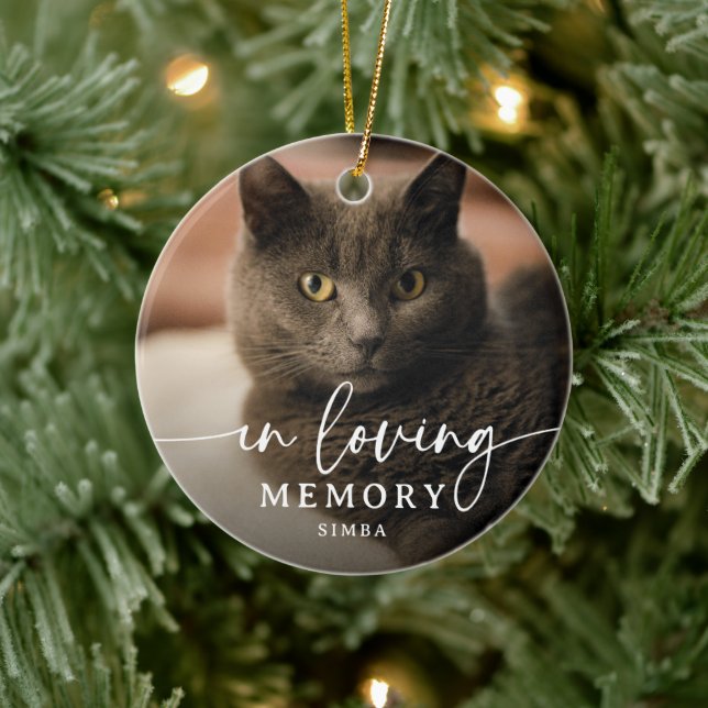 Minnesskript Foto Katt Minnesmärke Julgransprydnad Keramik (Träd)