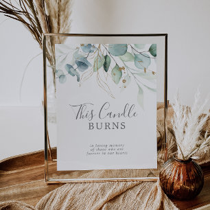 Minnesskylt för Airy Greenery Candle Burns Bröllop Poster