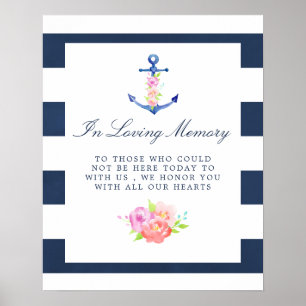 Minnesskylt för vattenfärgsBlommigt Nautical Bröll Poster