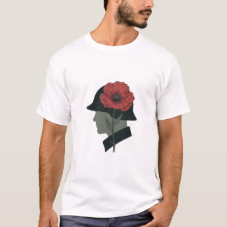Minnessoldat Siluett Röd Vallmo Konst T Shirt