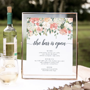 Minnessommarens Blommigt Bröllop Pub Menu-tecken Poster