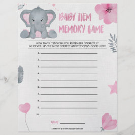 Minnesspel för baby [Baby Elephant [Rosa] Brevhuvud