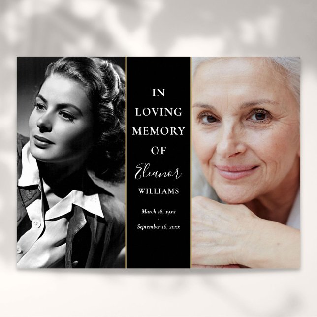 Minnesstund då och nu 2 Foto Minnesmärke Poster (In Loving Memory Then And Now 2 Photo Memorial Poster)