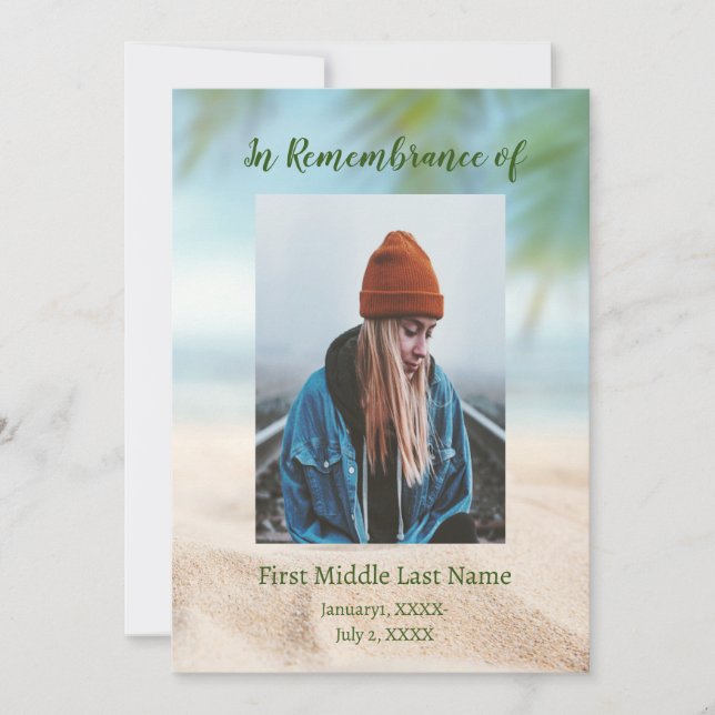 Minnesstund Inbjudan Strand Ocean Havs Sjön (Framsida)