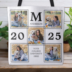 Minnestavla med diplomfoto och monogram tygkasse