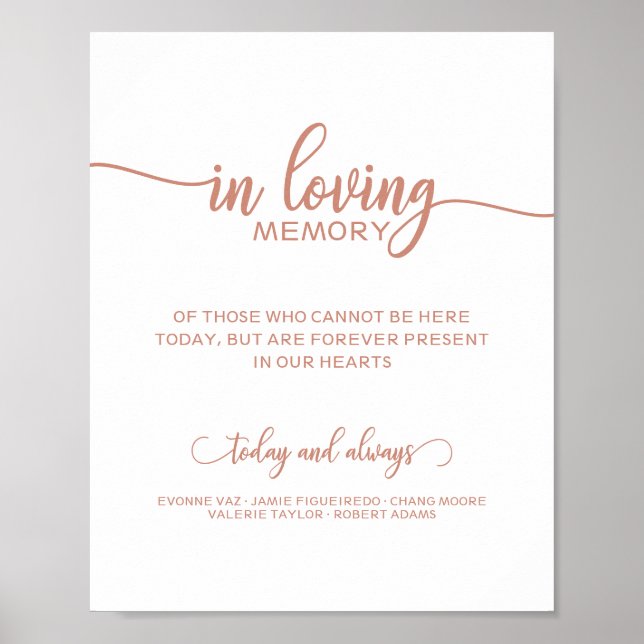 Minnestavla med namn i kärlek och minne poster (Framsidan)