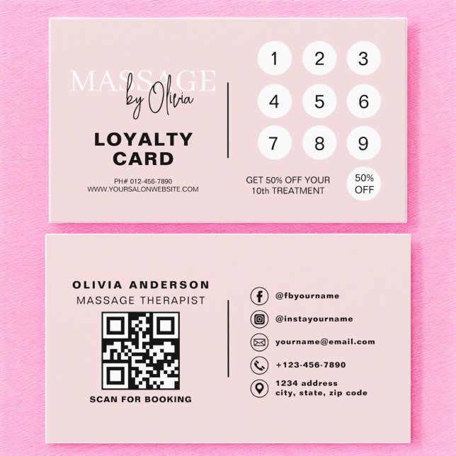 Minnesterbehandlare QR Rosa Loyalty Card Lojalitetskort (Skapare uppladdad)