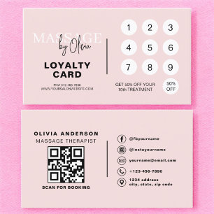 Minnesterbehandlare QR Rosa Loyalty Card Visitkort
