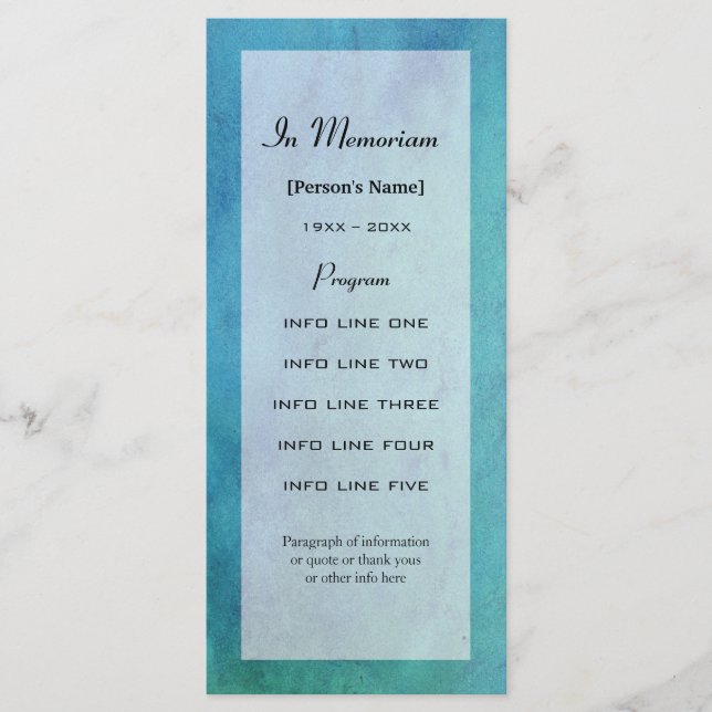 Minnestjänstprogramkort Program (Framsida)