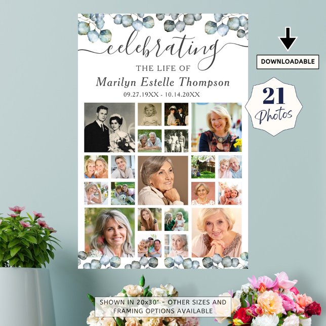 Minnesvägg 21 Fotocollage Eukalyptus Manuskript Poster (Skapare uppladdad)