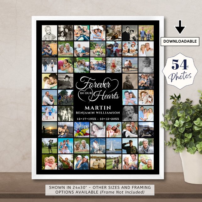Minnesvägg 54 Fotokollage ALLTID I VÅRA HJÄRTAN Poster (Skapare uppladdad)