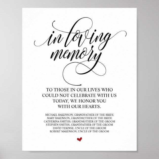 Minnesvägg för älskade på minnestavla poster (Framsidan)