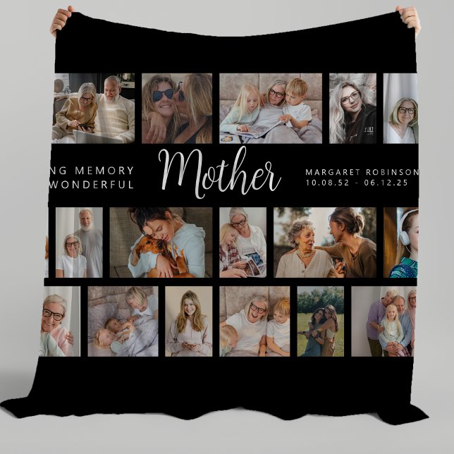 Minnesvägg för Mamma 18 Foto Collage Fleecefilt (Skapare uppladdad)