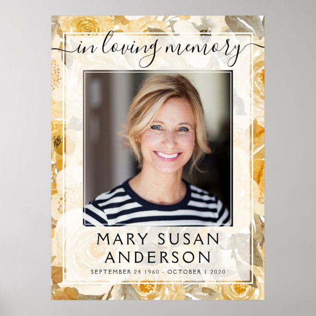 Minnesvägg Foto Gul Blomma Välkomstskylt Poster (Framsidan)