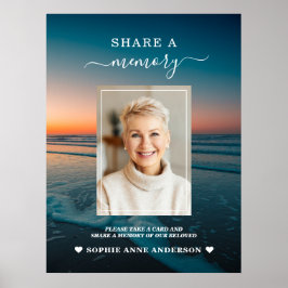 Minnesväggskylt för begravning med havssolnedgång poster