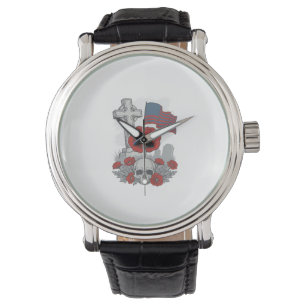 Minnesvallmokross Vintagegravyr Vektor Armbandsur