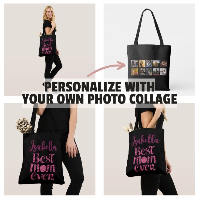 Minnesvärd fotokollage med modernt citat till mamm tygkasse (Mother's Keepsake Photo Collage Trendy Quote Tote Bag
)
