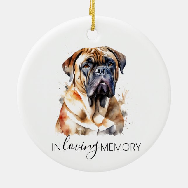 minnesvattenfärg Bullmastiff-ornament Julgransprydnad Keramik (Baksidan)