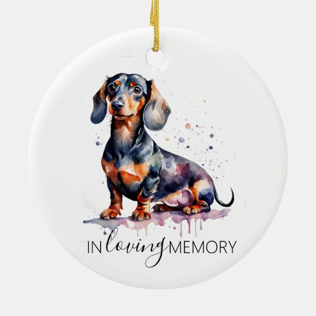 minnesvattenfärg Dachshund-ornament Julgransprydnad Keramik (Baksidan)