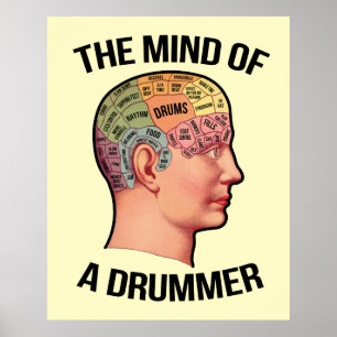 Minnet av en Drummer Drummers hjärndiagram Poster
