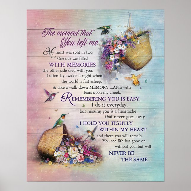 Minnet du Lämnat Hummingbird Poster (Framsidan)