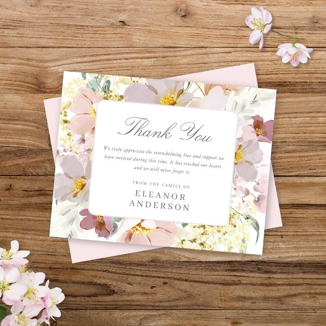 Minnet för Blommigt av vattenfärg i eleganten - Ta Tack Kort (Skapare uppladdad)