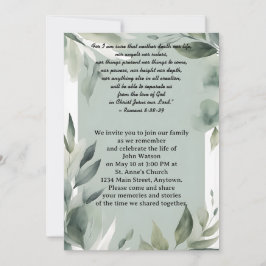 Minnet Grönt och vita Löv Inbjudningar