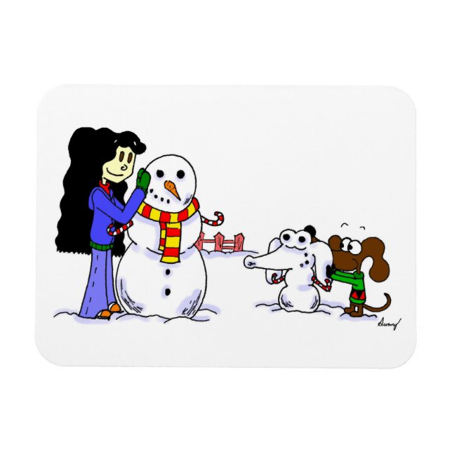 Minnge Snögubbe Flexible Photo Magnet - Anpassade (Horisontell)