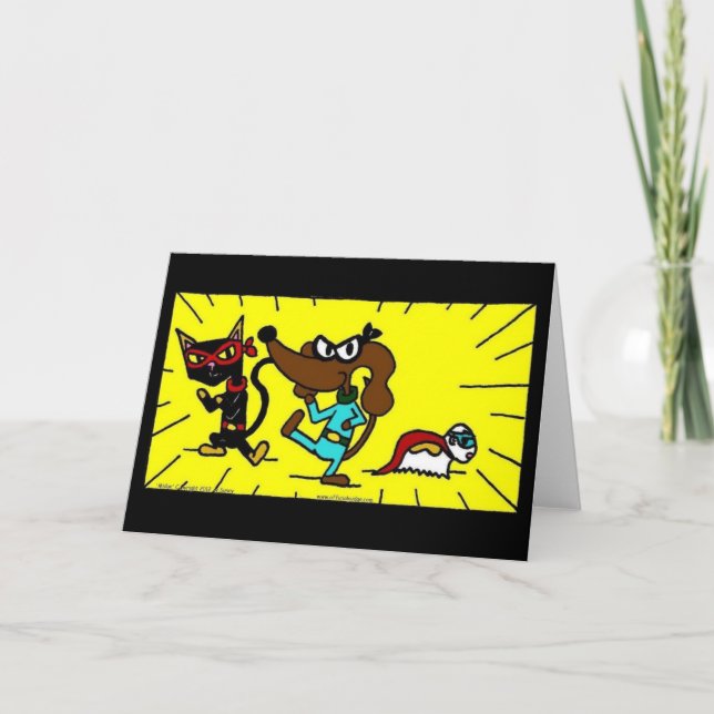 Minnge superhjälte - hälsningskort för trio kort (Framsida)