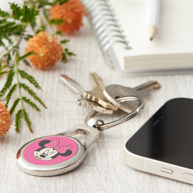 Minni Keychain Ovalt Silverfärgad Nyckelring (Sidan)