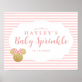 Minnie | Rosa & Guld Glitter Baby Sprinkle Välkomm Poster