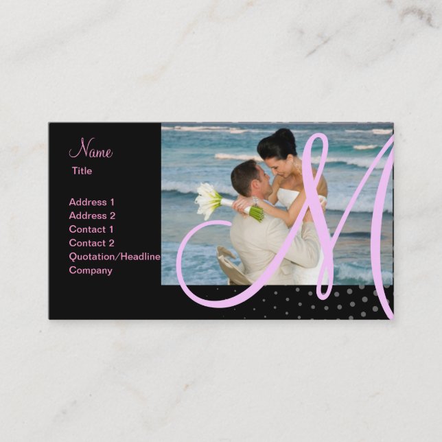 minniemay monogramhalvtonpincture, svart+rosor visitkort (Framsida)