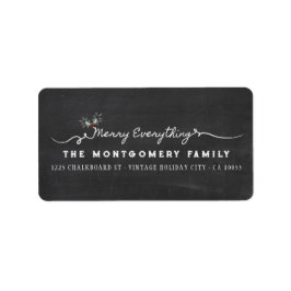 Minnry Allting Chalkboard Mistletoes jul Returadress Etikett