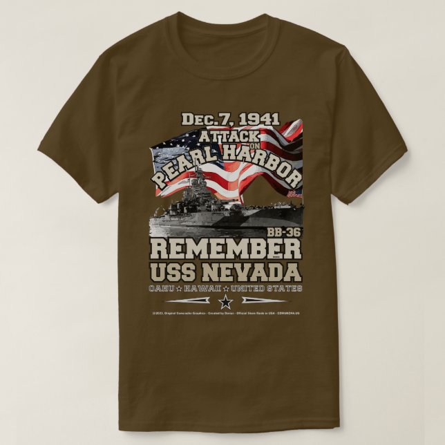 MINNS BB36 USS NEVADA 1941 T SHIRT (Design framsida)