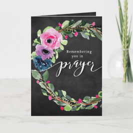 Minns dig i bön med blomsterkrans kort