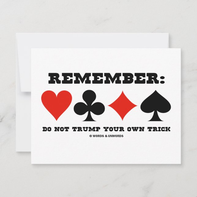 Minns: Inte gör trumf ditt egna trick Inbjudningar (Framsida)